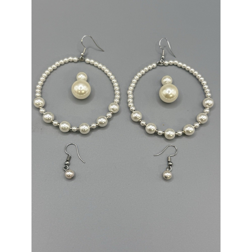 Lot 3-PAPARAZZI "Boss Posh White" Pearl Earring